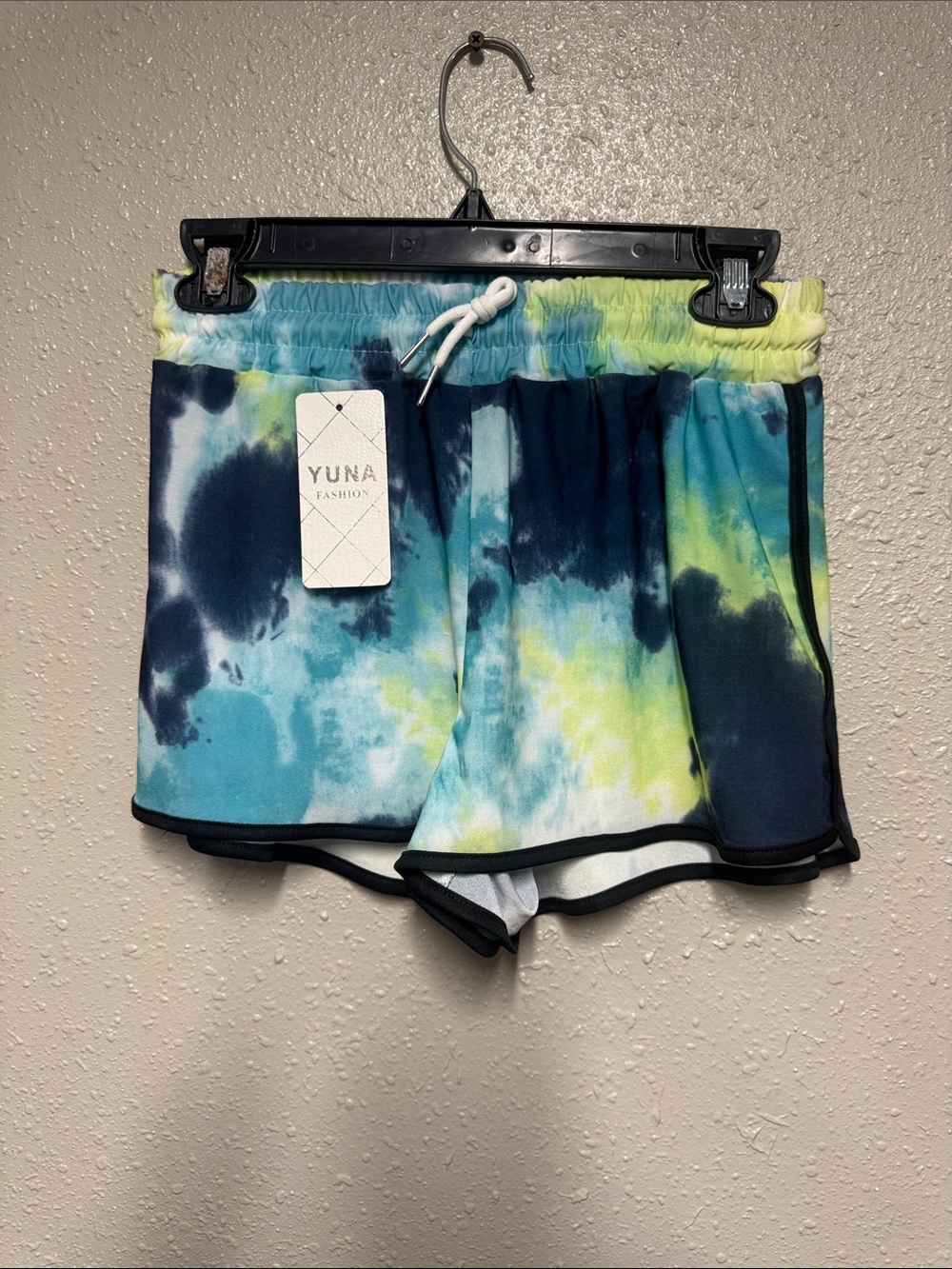 Women's Tie-Dye Athletic Shorts - Blue & Lime